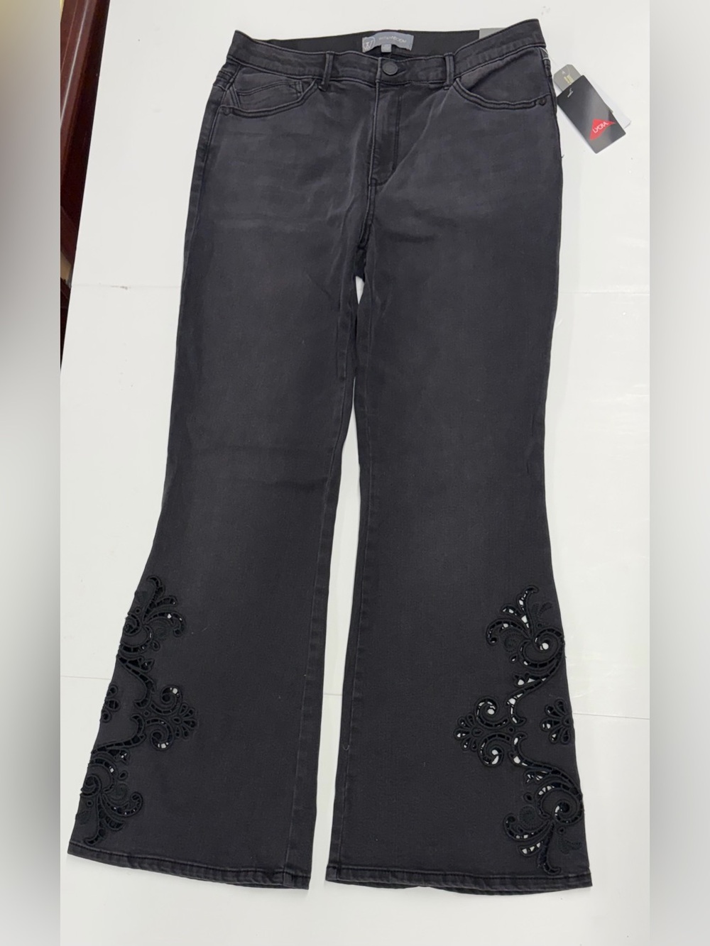 NEW Wit & Wisdom Absolution High Rise Out There Flare Jeans in Black Size 12